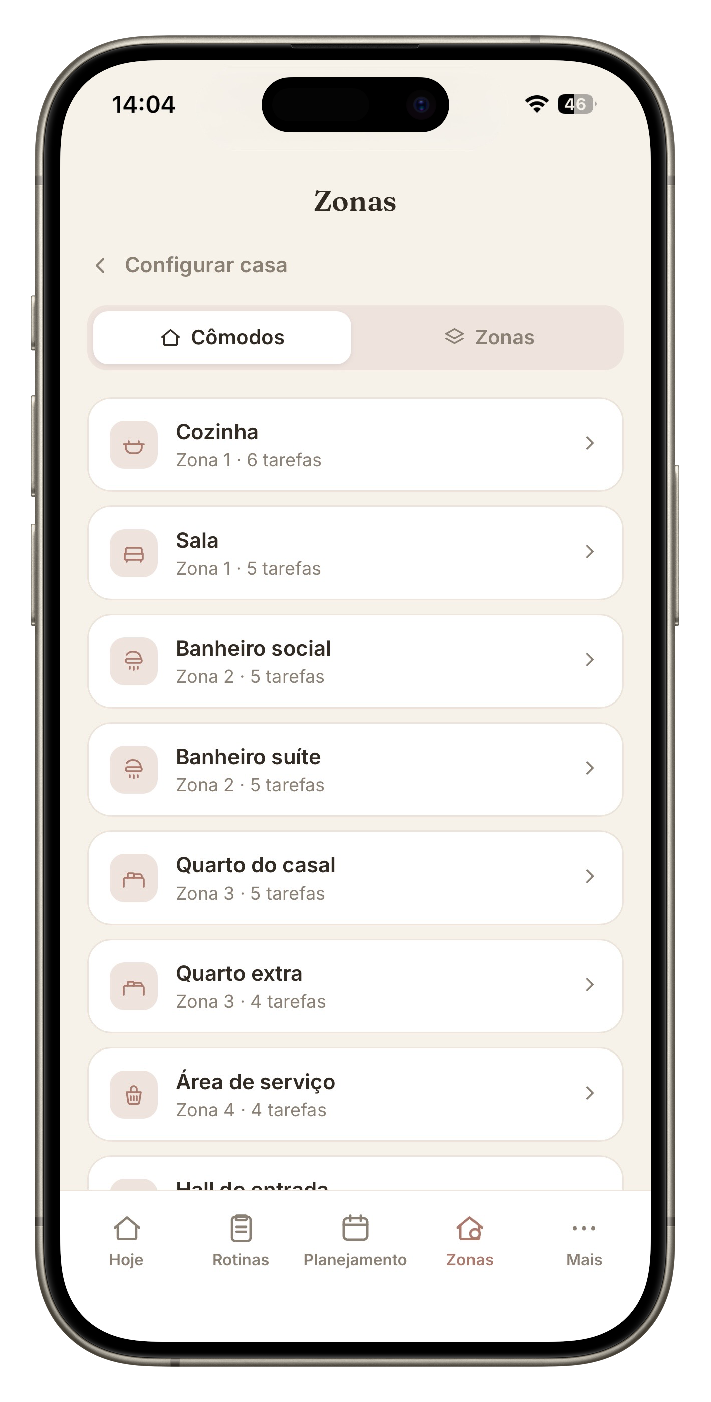 Print do app — Zonas