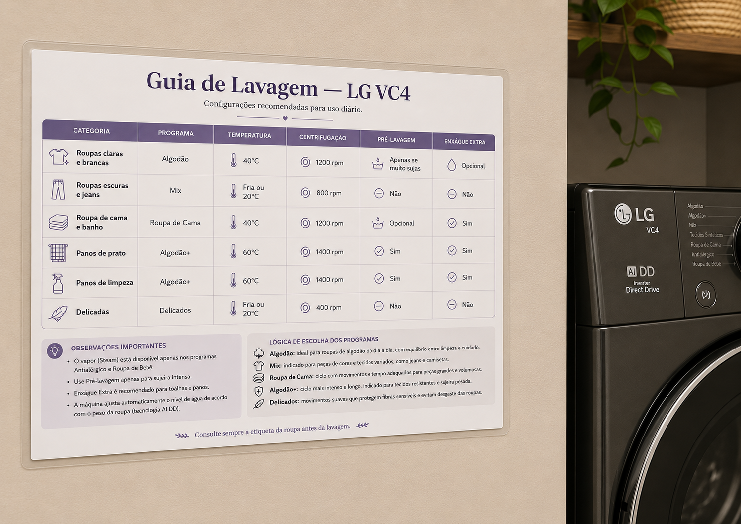 Guia de lavagem personalizado, gerado com IA